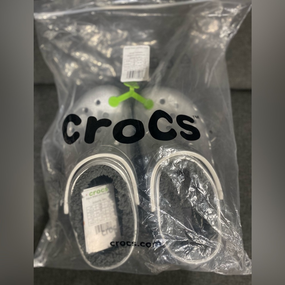 CROCS Gray Fuzzy Lined Footwear